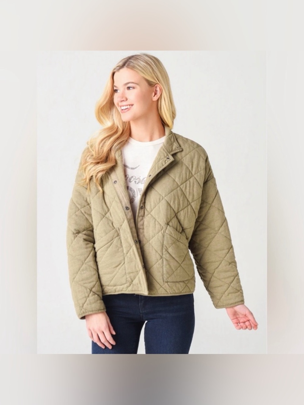 NWOT Z- Supply Maya Quilter Jacket Washed Olive Green‎ Women’s Jacket Size XL
